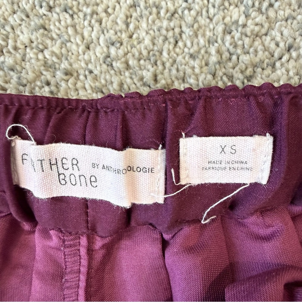 Feather Bone By Anthropologie Pleated Wide Leg Cropped Pants Plum Women’s XS - Picture 6 of 12